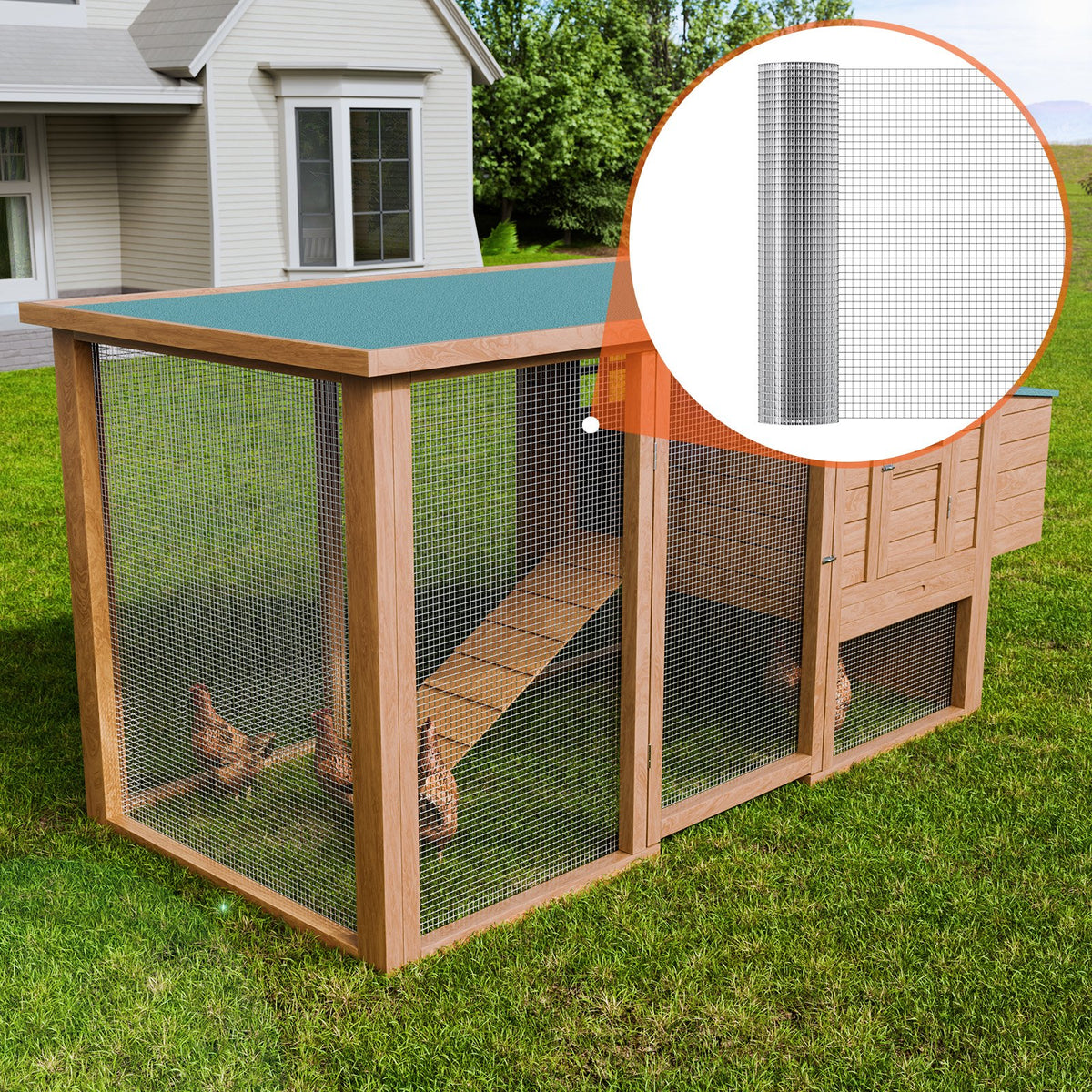Hardware Cloth 12.7 mm 610 mm x 7.62 m 19 Gauge Chicken Wire Fence, Hot-Dip Galvanized After Welding Metal Wire Mesh Roll, Garden Plant Welded Fencing Roll Supports Poultry Netting Cage Fence