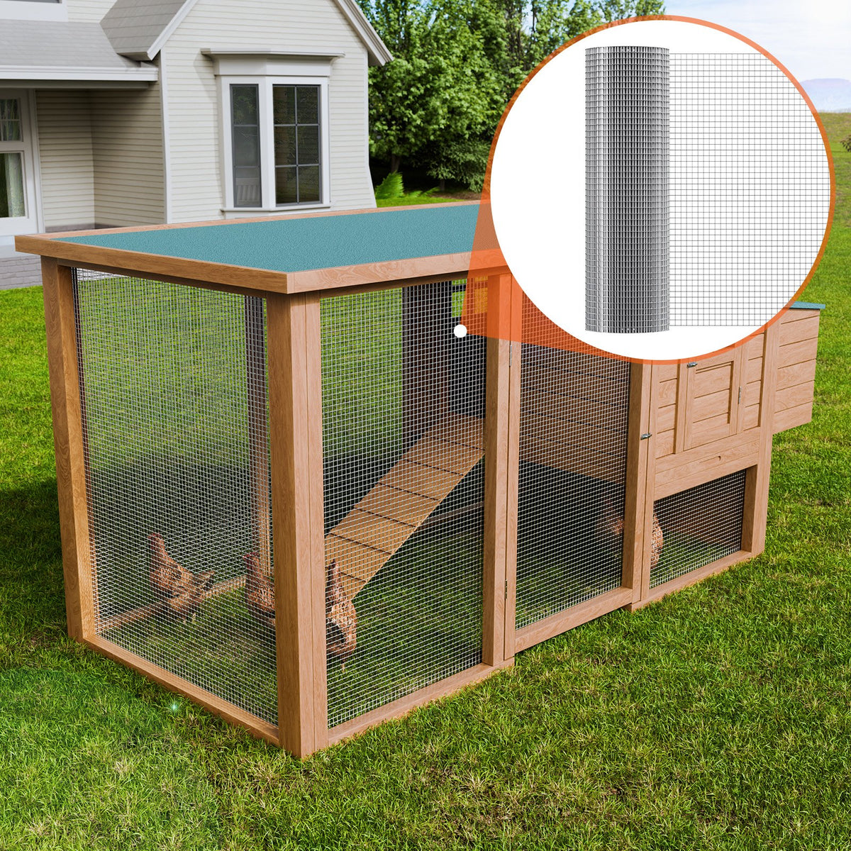 Hardware Cloth 12.7 mm 610 mm x 15.24 m 19 Gauge Chicken Wire Fence, Hot-Dip Galvanized After Welding Metal Wire Mesh Roll, Garden Plant Welded Fencing Roll Supports Poultry Netting Cage Fence