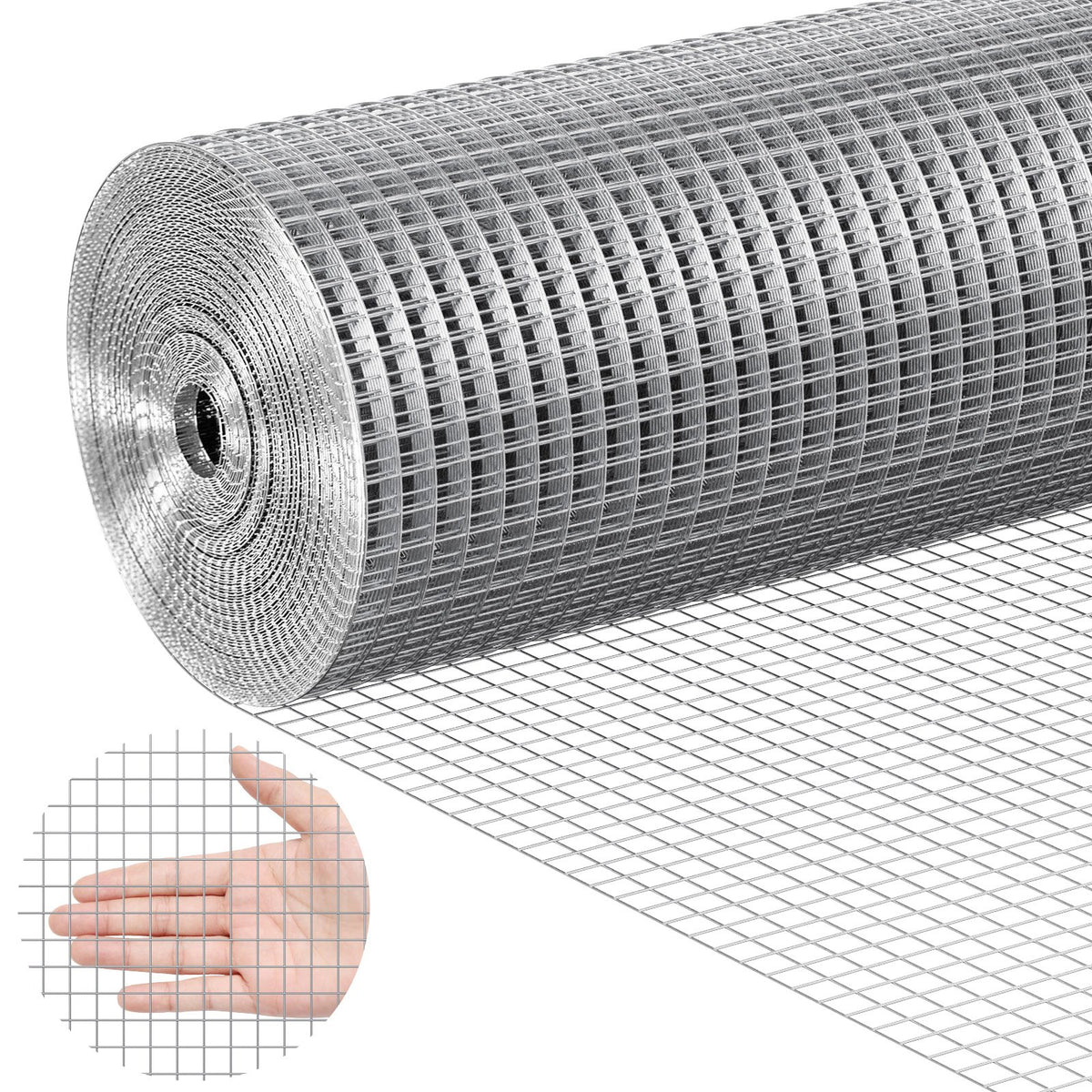 Hardware Cloth 12.7 mm 1220 mm x 15.24 m 19 Gauge Chicken Wire Fence, Hot-Dip Galvanized After Welding Metal Wire Mesh Roll, Garden Plant Welded Fencing Roll Supports Poultry Netting Cage Fence