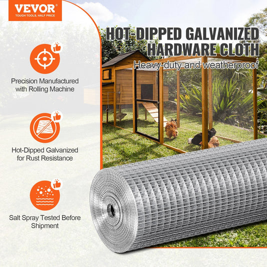 19-gauge galvanized steel wire mesh provides durable protection for gardens and animal cages