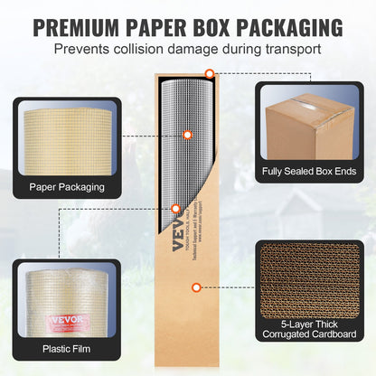 Galvanized Steel Wire Mesh Roll, 6.35mm x 1220mm x 30.48m, 23 Gauge, Silver