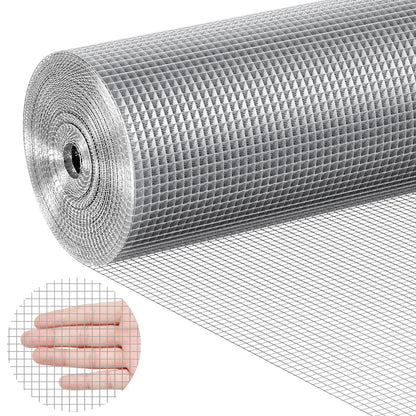 Galvanized Steel Wire Mesh Roll, 6.35mm x 1220mm x 30.48m, 23 Gauge, Silver