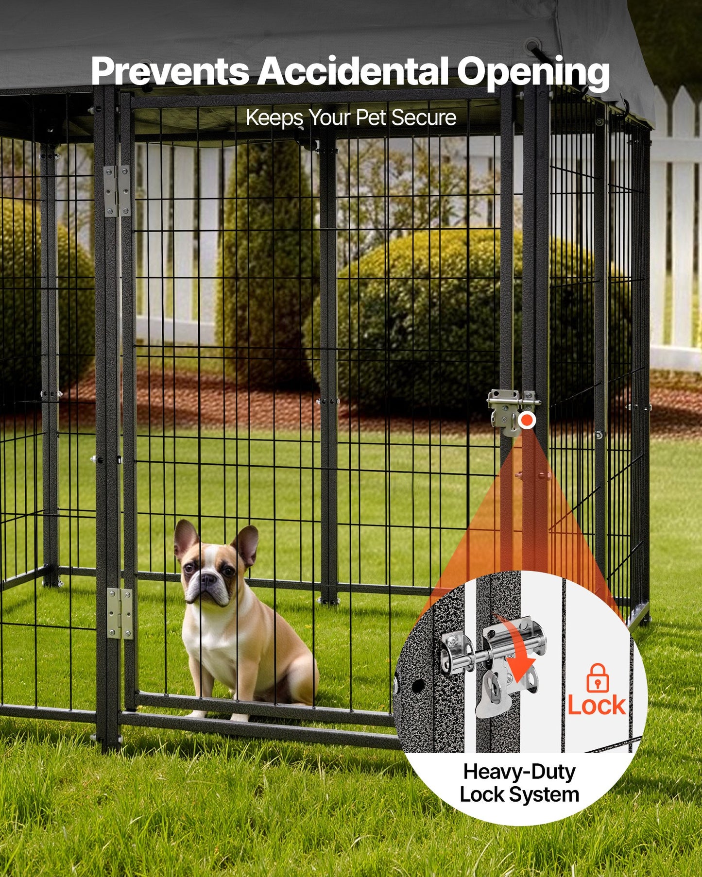 Outdoor Dog Kennel, 1.12 x 1.15 x 1.25 m  Large Dog Kennel with Secure Lock, Outside Dogs Enclosures with UV-Resistant & Waterproof Roof Cover, Heavy Duty Pet Crate Cage Run for Large Dogs