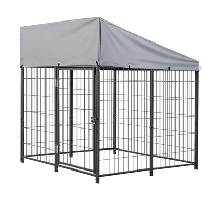 Outdoor Dog Kennel, 1.12 x 1.15 x 1.25 m  Large Dog Kennel with Secure Lock, Outside Dogs Enclosures with UV-Resistant & Waterproof Roof Cover, Heavy Duty Pet Crate Cage Run for Large Dogs