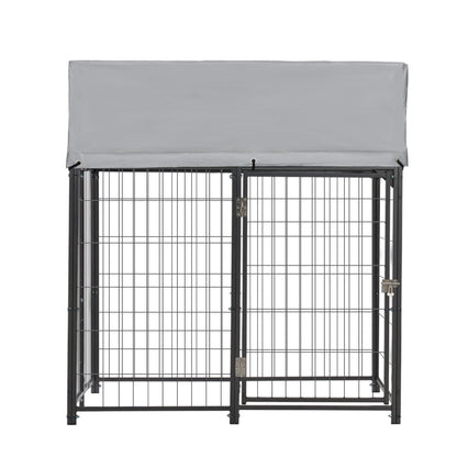 Outdoor Dog Kennel, 1.12 x 1.15 x 1.25 m  Large Dog Kennel with Secure Lock, Outside Dogs Enclosures with UV-Resistant & Waterproof Roof Cover, Heavy Duty Pet Crate Cage Run for Large Dogs