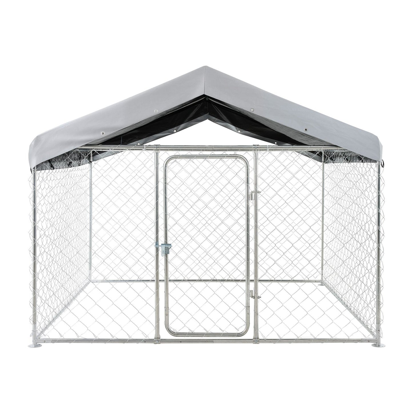 Outdoor Dog Kennel, 2 x 2 x 1.6 m Large Dog Kennel with Secure Lock, Outside Dogs Enclosures with UV-Resistant & Waterproof Roof Cover, Heavy Duty Pet Crate Cage Run for Large Dogs