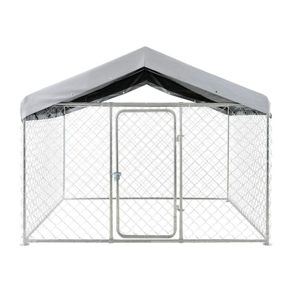 Outdoor Dog Kennel, 2 x 2 x 1.6 m Large Dog Kennel with Secure Lock, Outside Dogs Enclosures with UV-Resistant & Waterproof Roof Cover, Heavy Duty Pet Crate Cage Run for Large Dogs