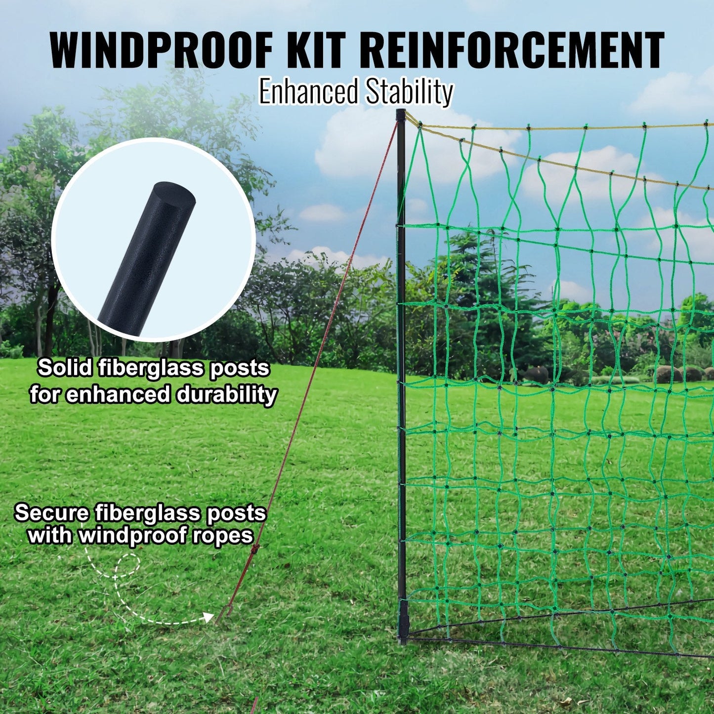 Electric Fence Netting with Posts, 0.88 x 49.98 m, for Farm & Backyard Use