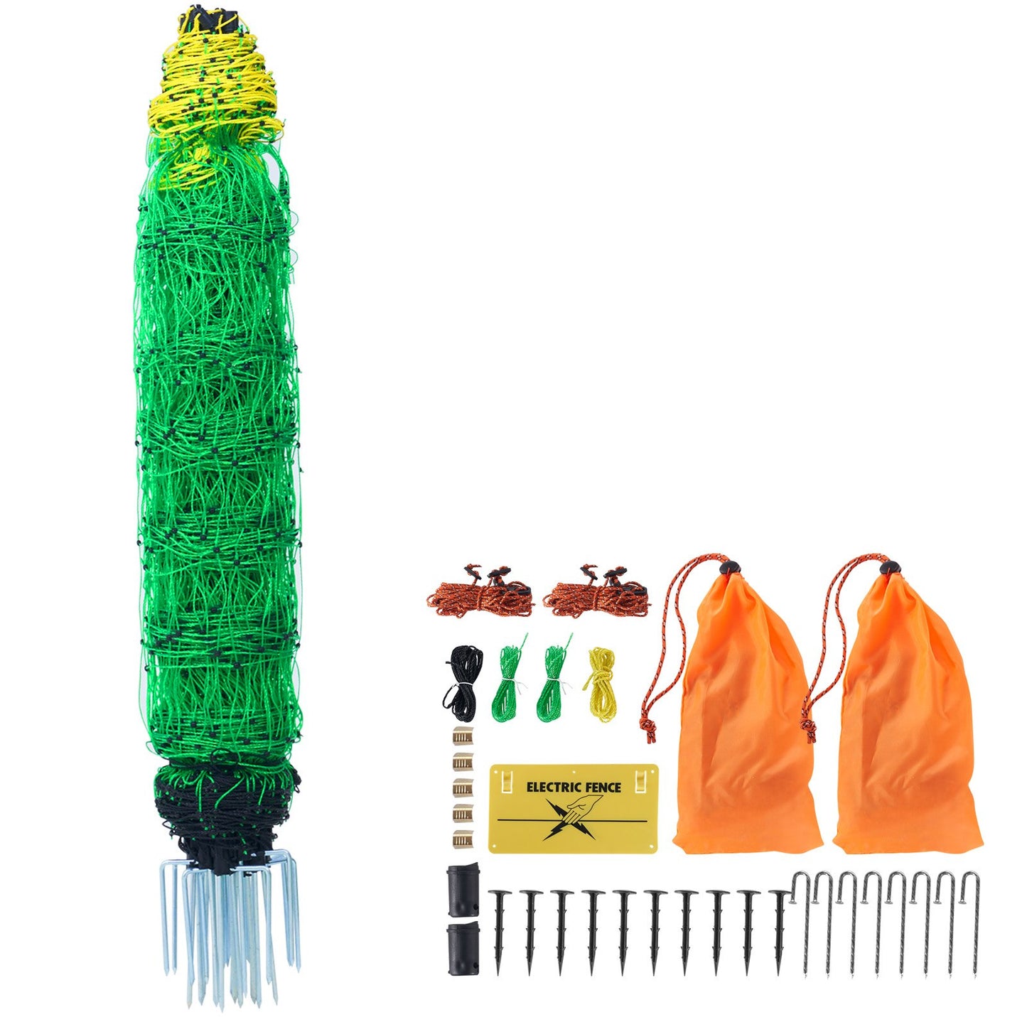 VEVOR Electric Fence Netting, 0.88 x 49.98 m, PE Net Fencing with Posts & Double-Spiked