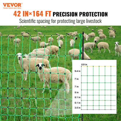 VEVOR Electric Fence Netting, 1.06 x 49.98 m, PE Net Fencing with Posts & Double-Spiked