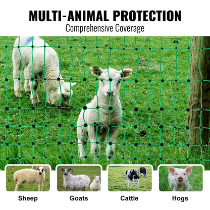 VEVOR Electric Fence Netting, 1.06 x 49.98 m, PE Net Fencing with Posts & Double-Spiked