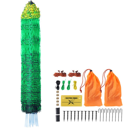 VEVOR Electric Fence Netting, 1.06 x 49.98 m, PE Net Fencing with Posts & Double-Spiked