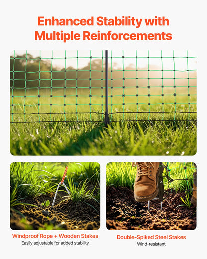 Electric Fence Netting, 1.27 m x 50 m, Livestock Net Fencing with Posts & Stakes, Portable Mesh Nets for Goats, Sheep, Deer, Hogs, Dogs, Electric Fencing for Backyards, Gardens, Farms, Ranches