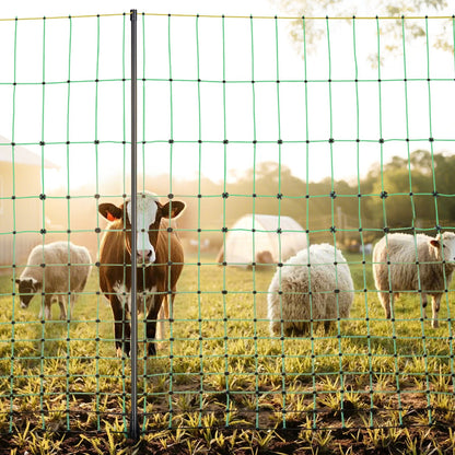 Electric Fence Netting, 1.27 m x 50 m, Livestock Net Fencing with Posts & Stakes, Portable Mesh Nets for Goats, Sheep, Deer, Hogs, Dogs, Electric Fencing for Backyards, Gardens, Farms, Ranches