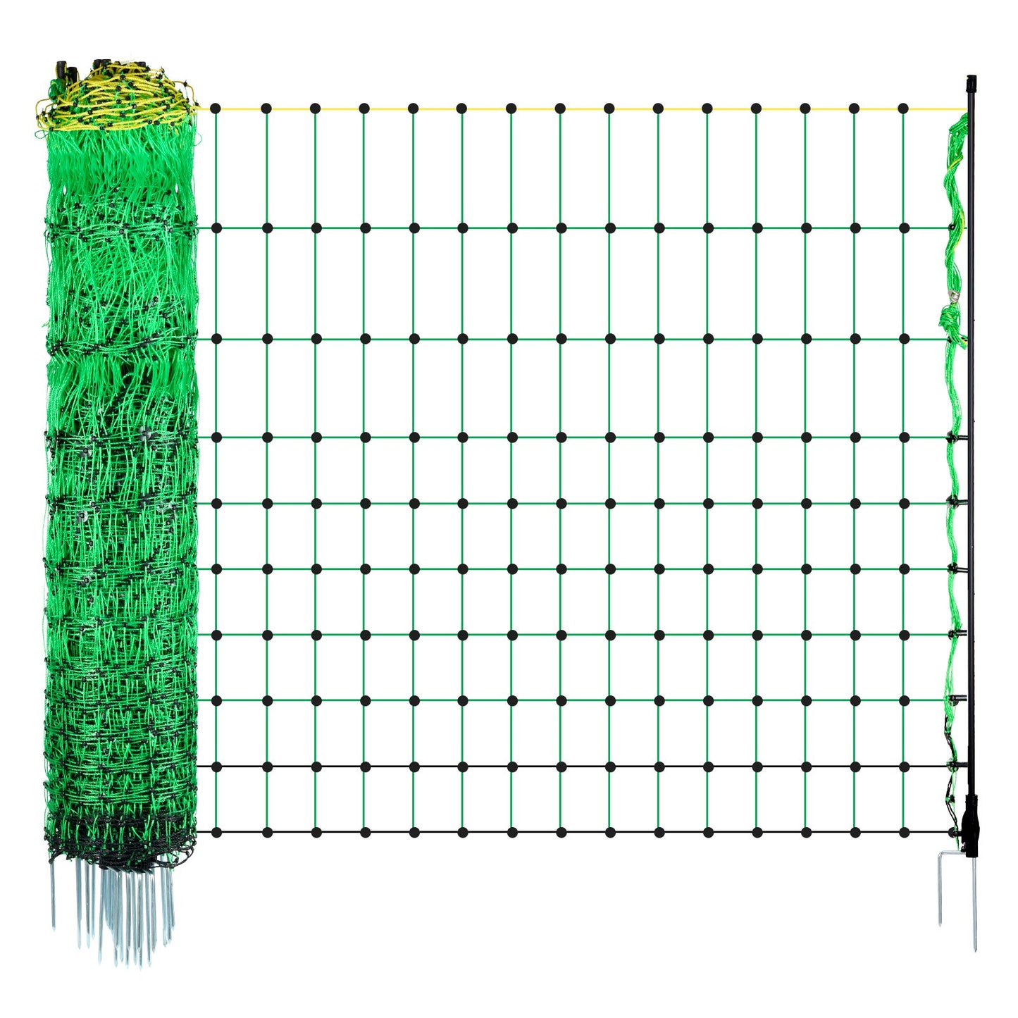 Electric Fence Netting, 1.27 m x 50 m, Livestock Net Fencing with Posts & Stakes, Portable Mesh Nets for Goats, Sheep, Deer, Hogs, Dogs, Electric Fencing for Backyards, Gardens, Farms, Ranches