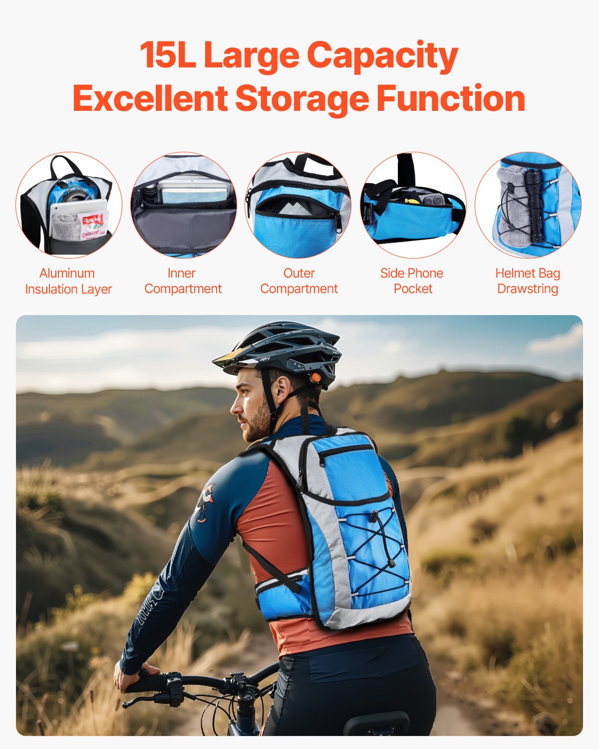 Hydration Backpack, 15L Insulated Hydration Pack Backpack with 3L TPU Water Bladder, Hiking Water Backpack with Storage for Men Women, Hydro Water Daypack for Hiking Running Cycling Camping