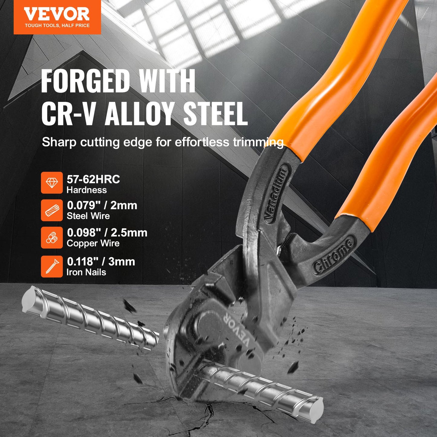 VEVOR Bolt Cutter, 8" Mini Lock Cutter, Streamlined Ergonomic Handle, Chromium Vanadium