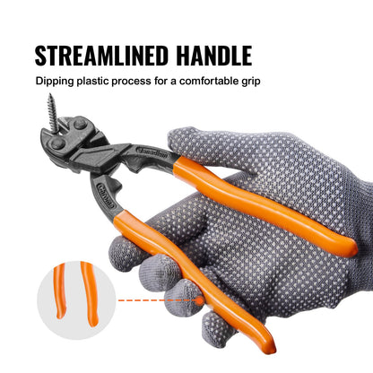 VEVOR Bolt Cutter, 8" Mini Lock Cutter, Streamlined Ergonomic Handle, Chromium Vanadium