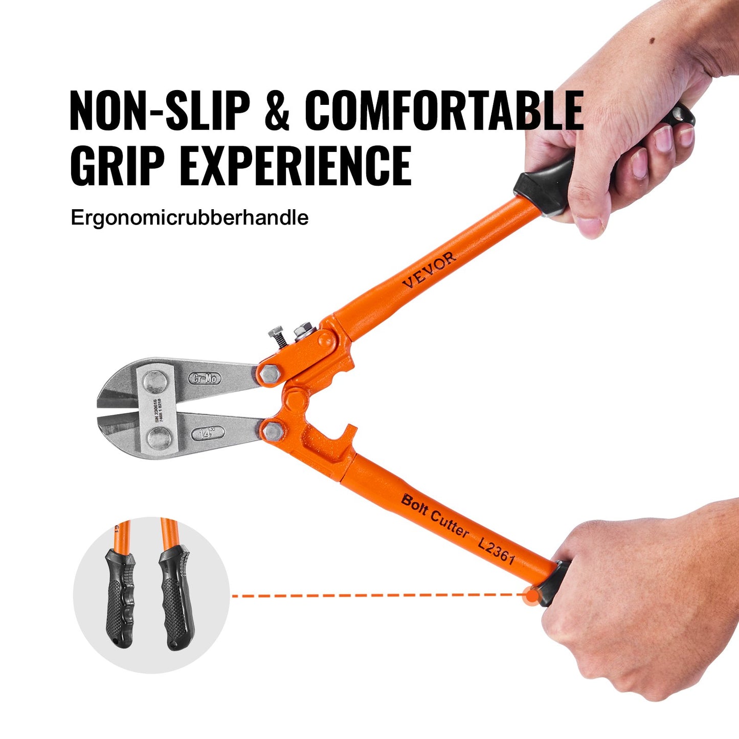 VEVOR Bolt Cutter 18" Lock Cutter Bimaterial Handle with Rubber Grip Alloy Steel
