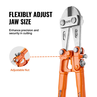 Heavy-Duty 0.46m Bolt Cutter with Ergonomic Handle, Alloy Steel Jaws