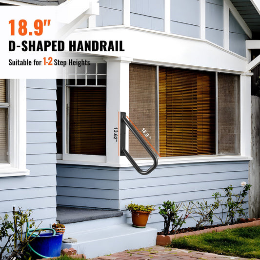 Outdoor Safety Handrail for 1-2 Steps, 0.48m Wall Mount, 240kg Capacity
