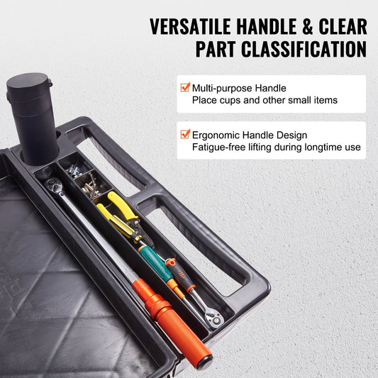 Heavy Duty Rolling Utility Cart with 2 Shelves, 250 kg Capacity, Ergonomic Handle