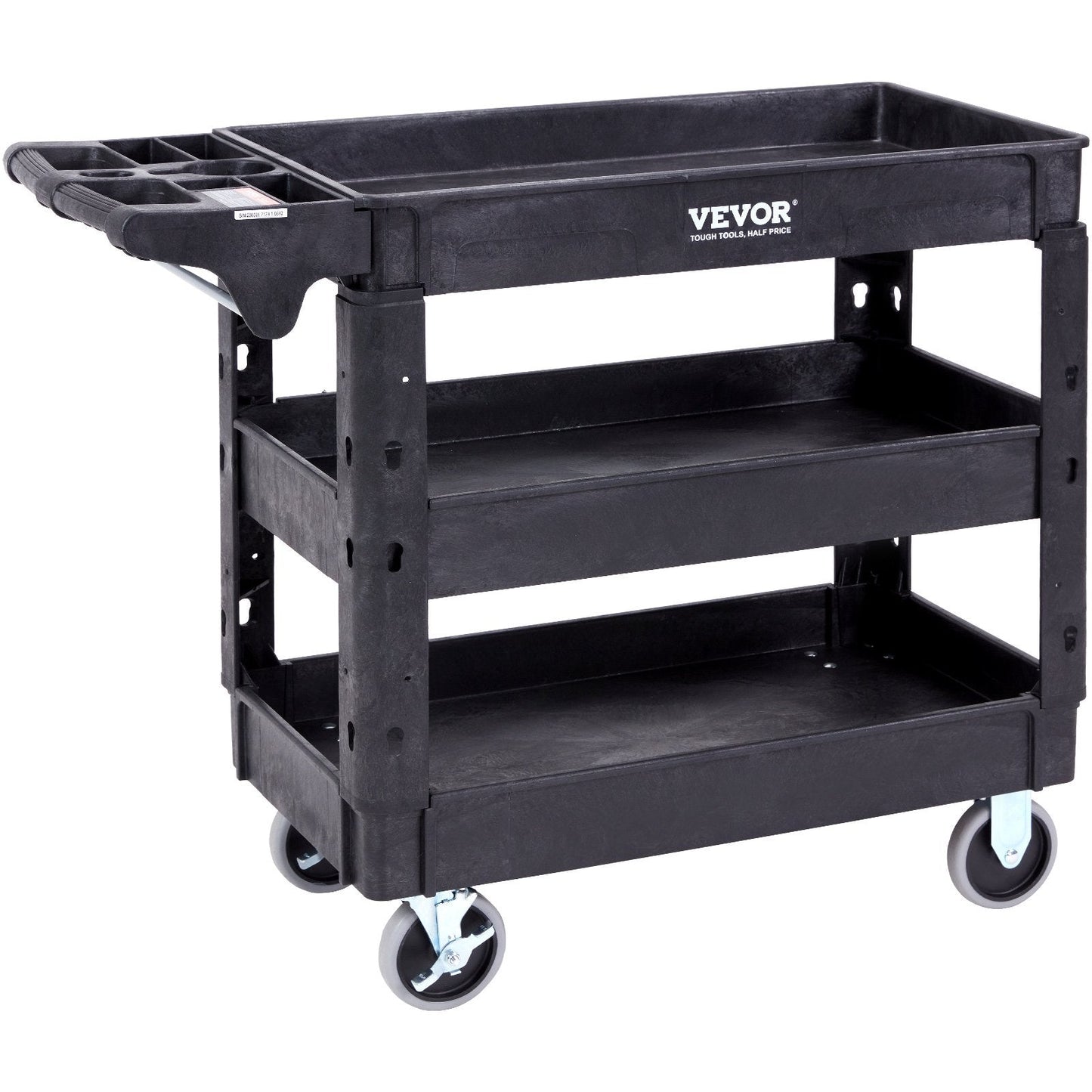 Heavy Duty 3-Shelf Rolling Utility Cart with Swivel Wheels, 250 kg Capacity
