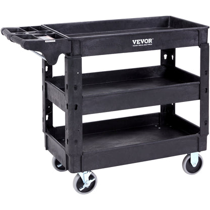 Heavy Duty 3-Shelf Rolling Utility Cart with Swivel Wheels, 250 kg Capacity