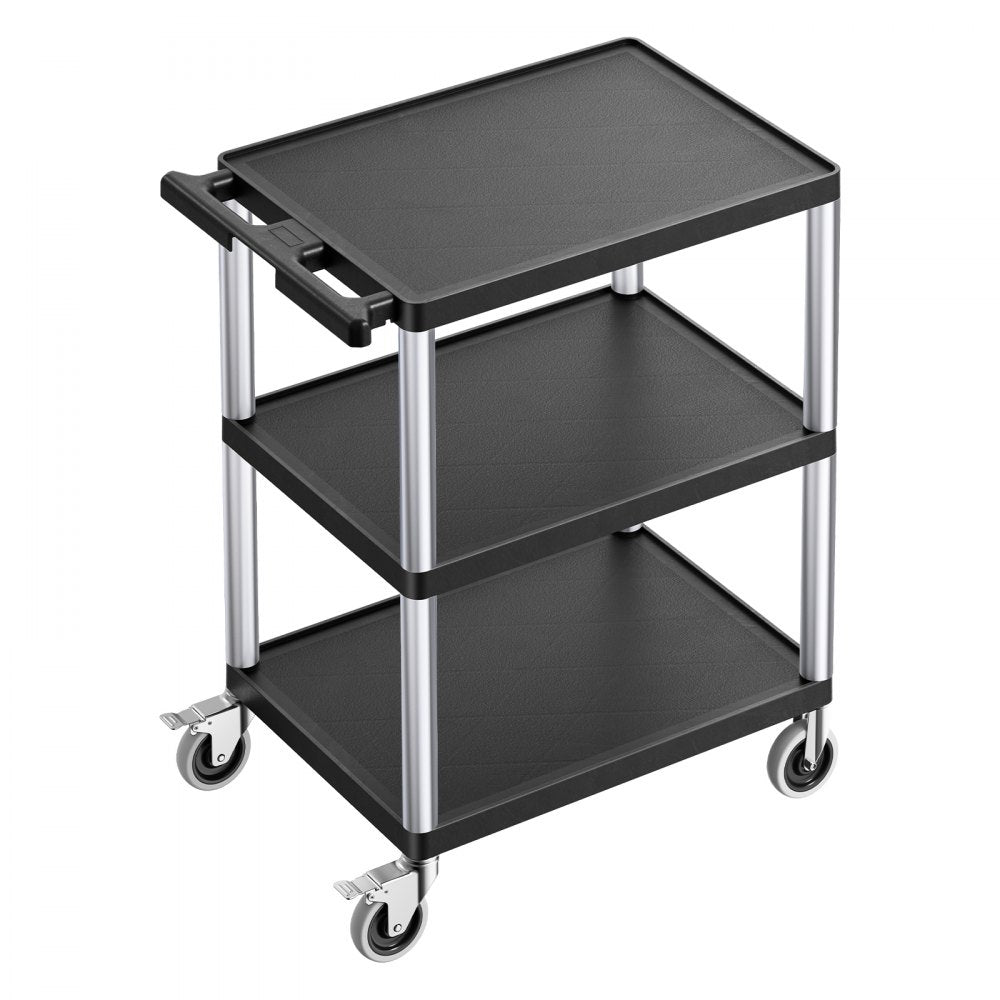 VEVOR 3-shelf Utility Cart 300 lbs 27.6 x 18.1-inch Service Cart with Wheels