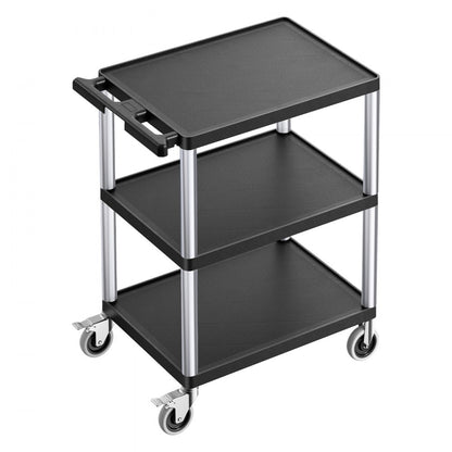 VEVOR 3-shelf Utility Cart 300 lbs 27.6 x 18.1-inch Service Cart with Wheels