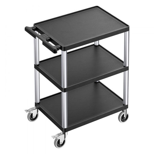 VEVOR 3-shelf Utility Cart 300 lbs 27.6 x 18.1-inch Service Cart with Wheels