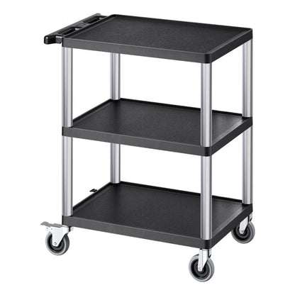 VEVOR 3-shelf Utility Cart 300 lbs 27.6 x 18.1-inch Service Cart with Wheels