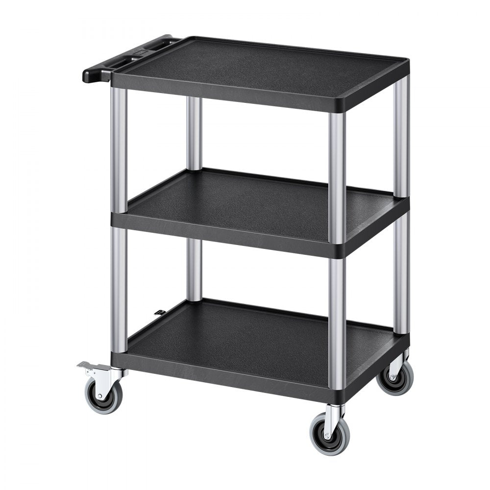 VEVOR 3-shelf Utility Cart 300 lbs 27.6 x 18.1-inch Service Cart with Wheels