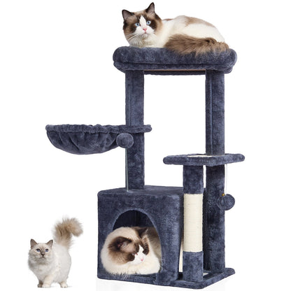 Dark Grey 80 cm Cat Tower with Condo and Sisal Scratching Post