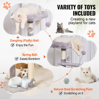 115 cm Light Grey Cat Tower with Condo & Sisal Post