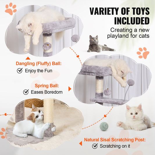 115 cm Light Grey Cat Tower with Condo & Sisal Post