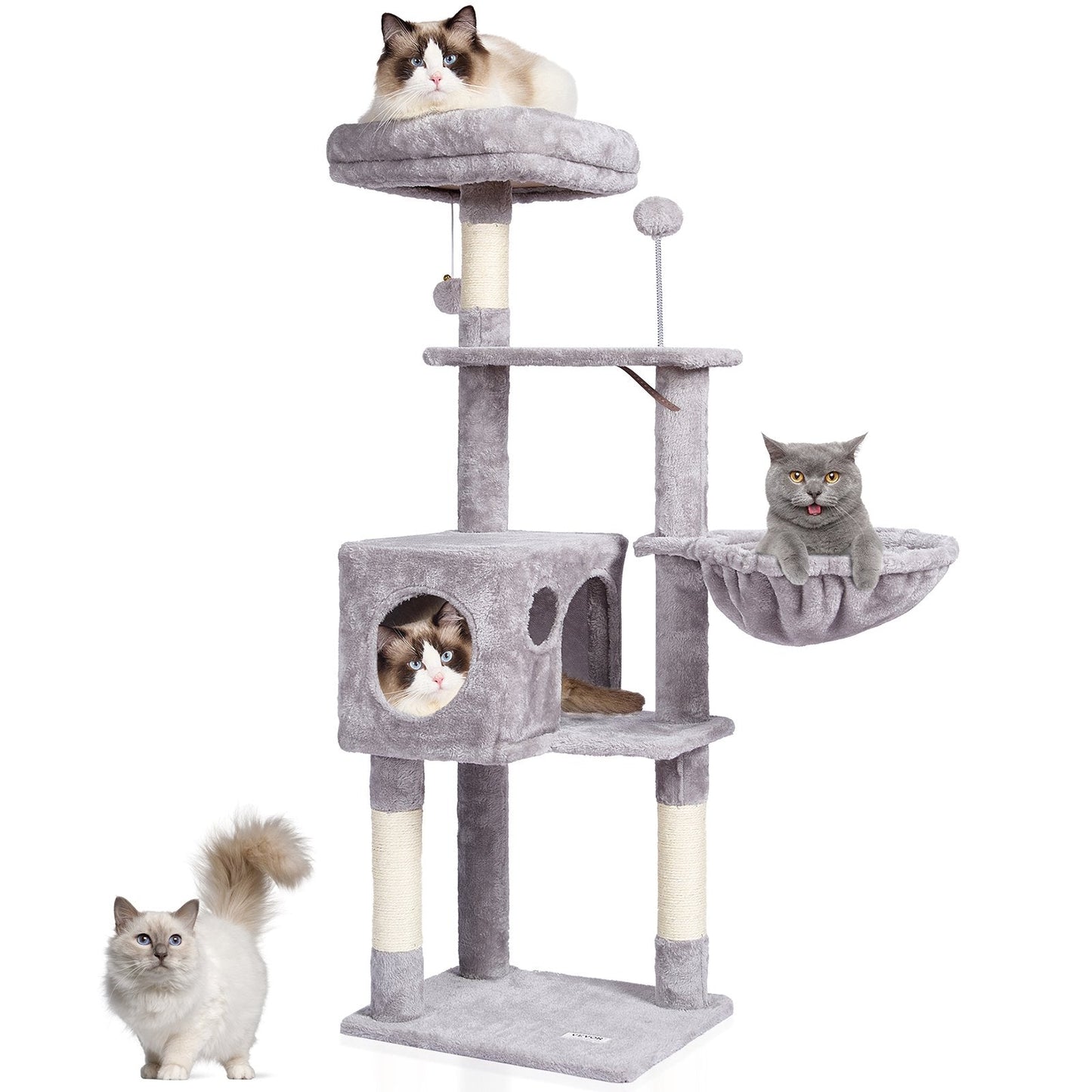 115 cm Light Grey Cat Tower with Condo & Sisal Post