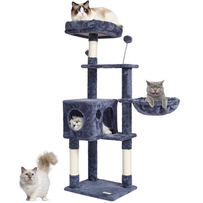 115 cm Dark Grey Cat Tower with Condo and Sisal Scratching Post