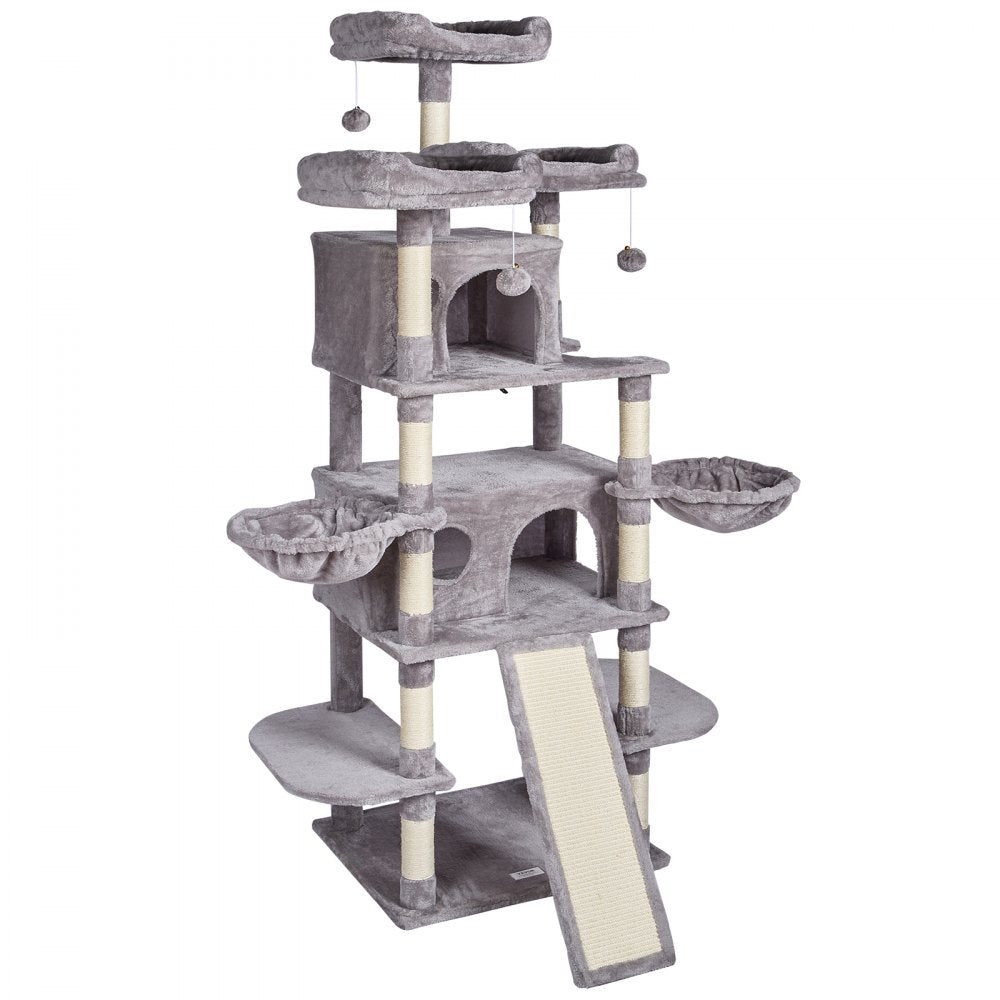 VEVOR Cat Tree 174 cm Cat Tower for Indoor Cats with Cat Condos Scratching Post