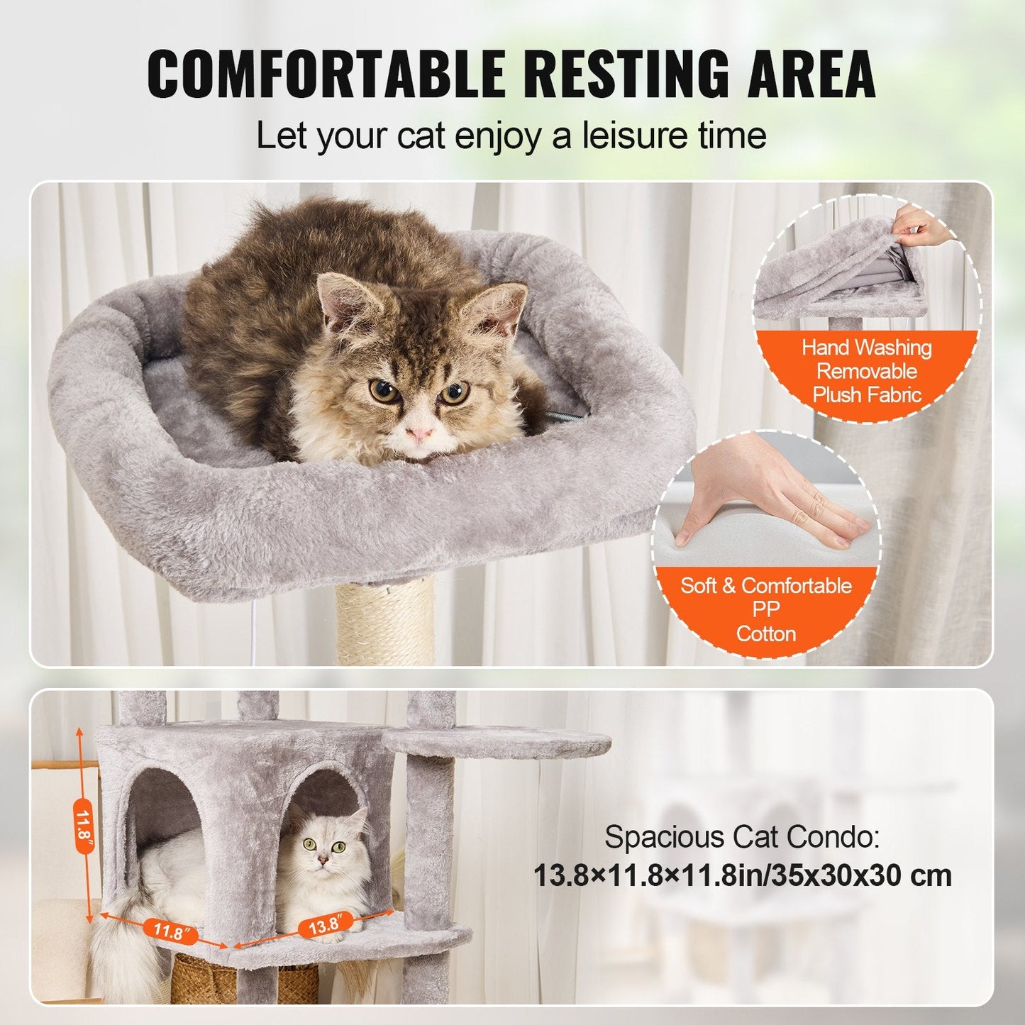 154 cm Light Grey Cat Tower with Condo and Scratching Post