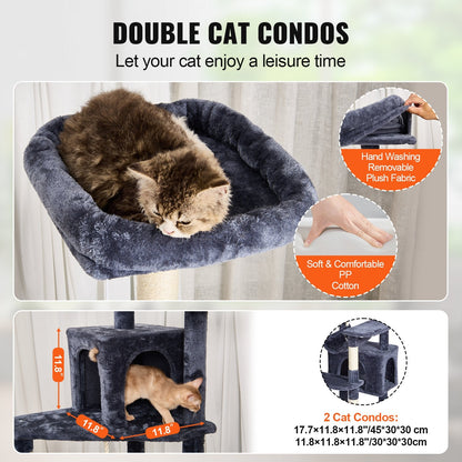 183cm Cat Tower with Condos and Sisal Posts in Dark Grey