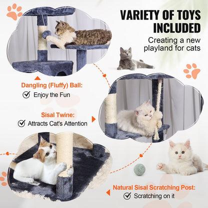 183cm Cat Tower with Condos and Sisal Posts in Dark Grey