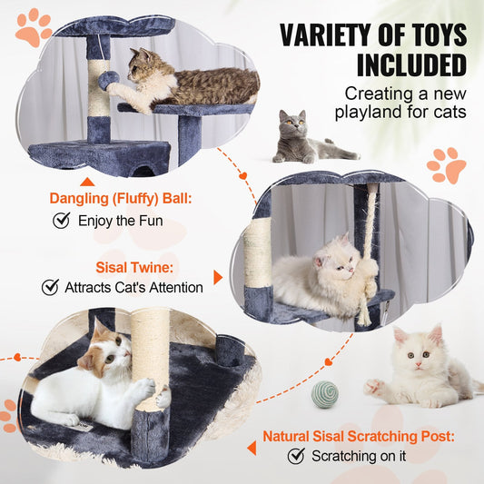 183cm Cat Tower with Condos and Sisal Posts in Dark Grey