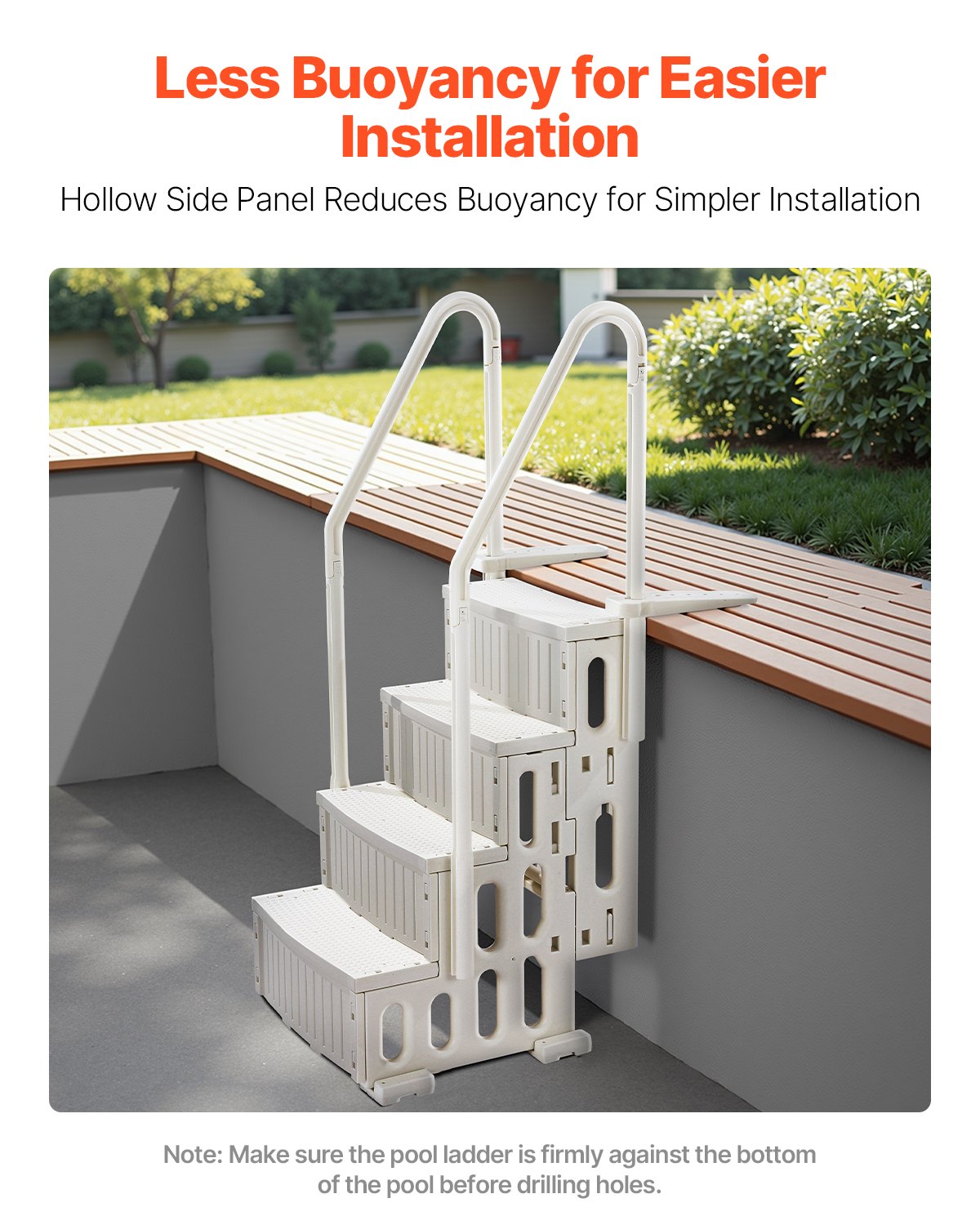 VEVOR 4-Step White Robust Pool Ladder of 2 Handrails for 1219.2-1371.6 mm Pools