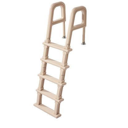Swimming Pool Ladder, Inclined 5-Step Double Handrails Stair, Non-slip Wide Step, 136 kg Load Capacity, for 121.9-137.2 cm Inground & Above-ground Pools, Any Deck Surface, Indoor & Outdoor, Taupe