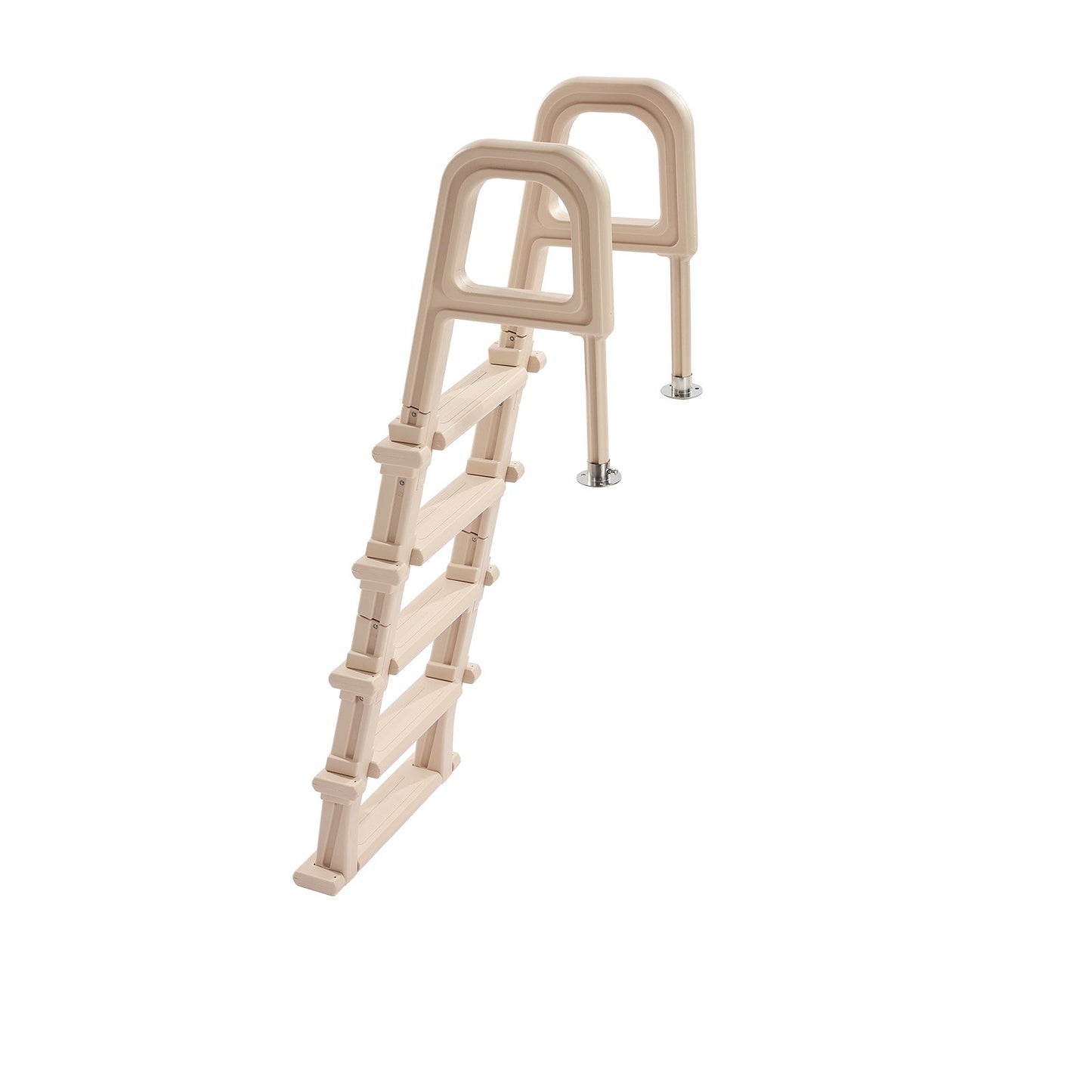 Swimming Pool Ladder, Inclined 5-Step Double Handrails Stair, Non-slip Wide Step, 136 kg Load Capacity, for 121.9-137.2 cm Inground & Above-ground Pools, Any Deck Surface, Indoor & Outdoor, Taupe