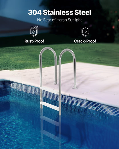 VEVOR 4-Step Stainless Steel Pool Ladder of 2 Handrail for 1371.6 mm Decked Pool