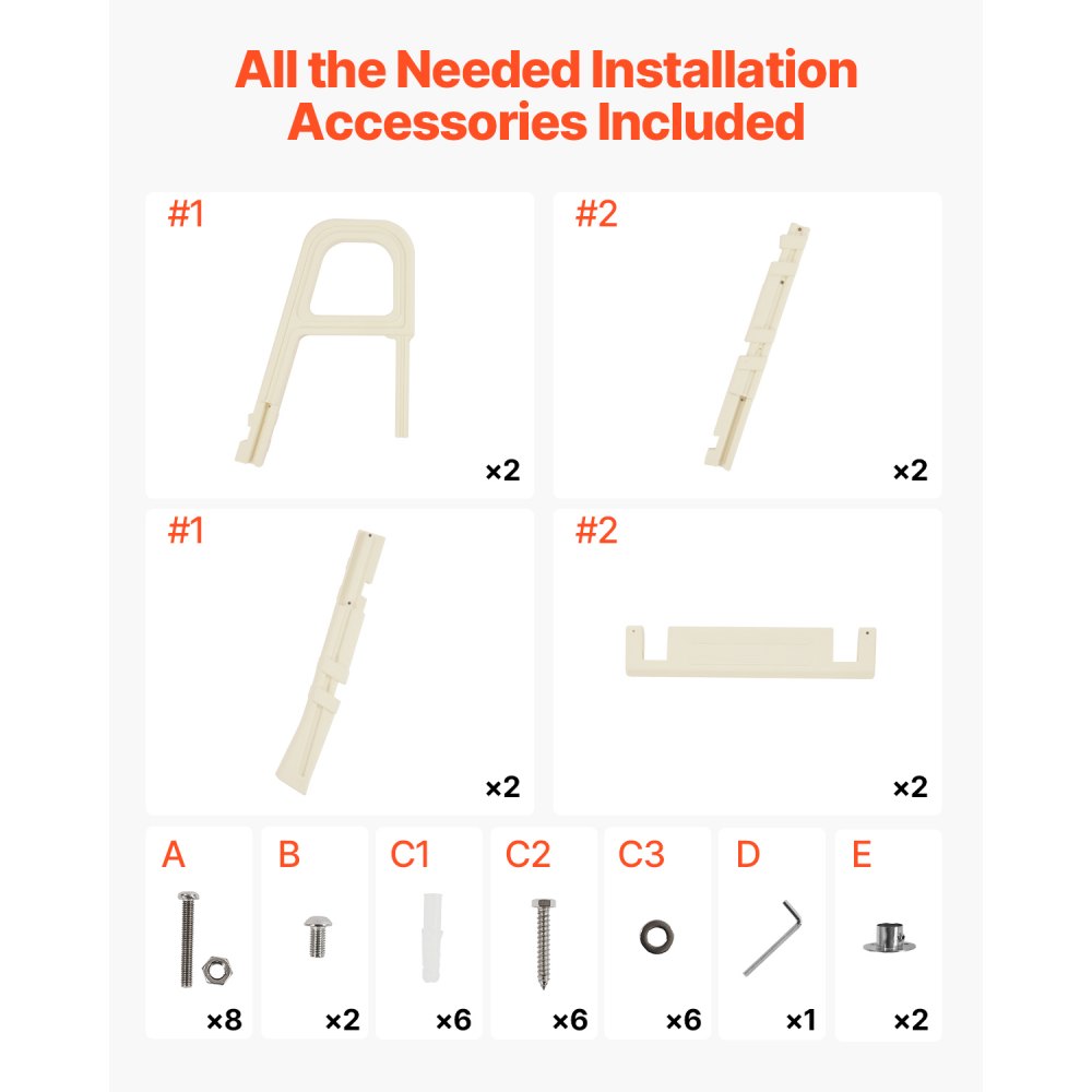 VEVOR 5-Step Inclined Robust Pool Ladder of 2 Handrails for 1219.2-1371.6mm Pool