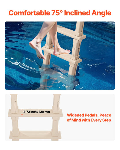 5-Step Pool Ladder with Dual Handrails for 1.2-1.37m Pools, 136kg Capacity