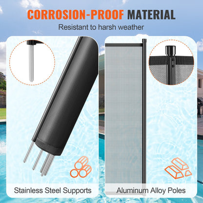 Removable 1.21x32.91m Pool Fence for Inground Pools - Black Teslin PVC Mesh